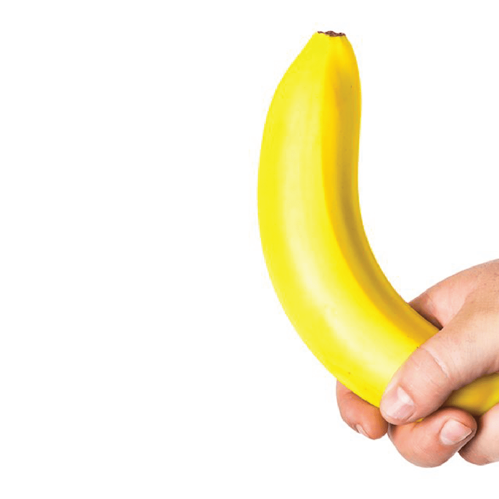Banana in the grip of a man